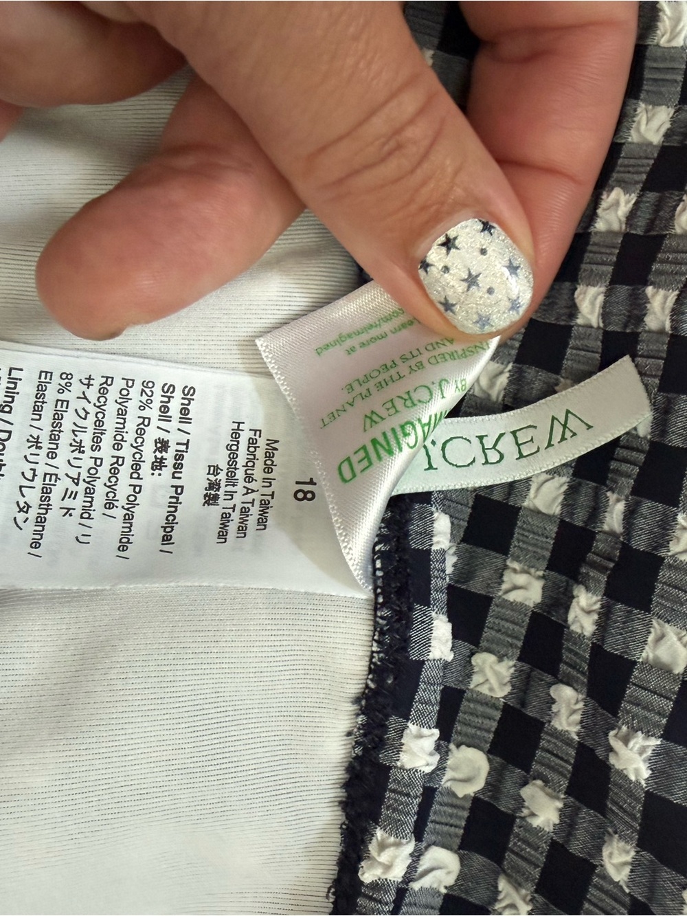 J. Crew navy and white gingham ruched swim dress size 18 - Picture 3 of 6